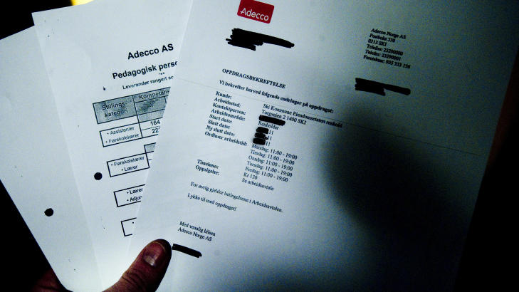 L�NNSSLIPPER OG RAMMEAVTALER: L�nnsslipper og rammeavtaler Dagbladet har f�tt tilgang til viser at de

ansatte i Adecco fortsatt f�r betalt for mindre enn det fagforbundene mener er gjeldende tariff.
Foto: THOMAS RASMUS SKAUG/DAGBLADET