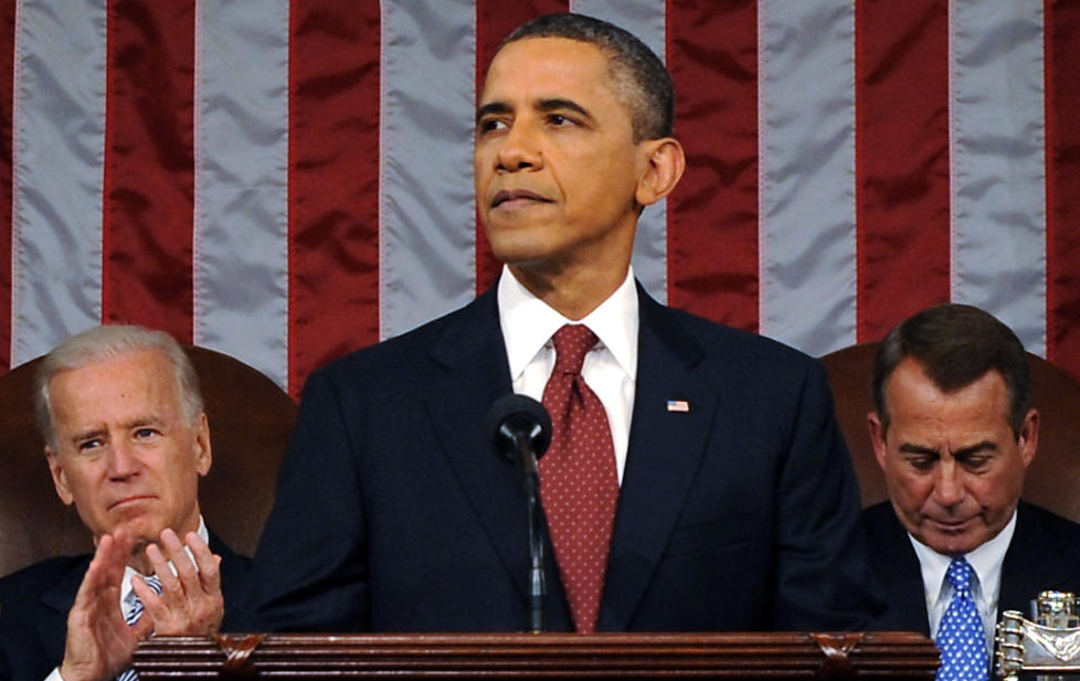 TIL ANGREP: Under sin tredje State of the Union-tale i natt satte Obama standarden for den kommende valgkampen. Presidenten gikk til angrep p� de �konomiske ulighetene i USA. Foto: REUTERS/Saul Loeb