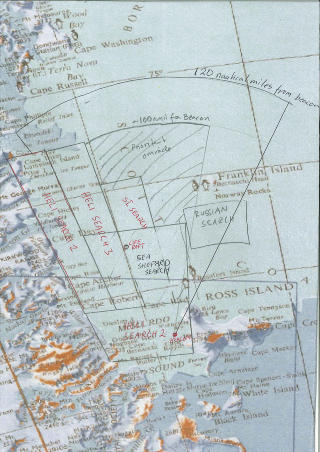 TOK MED SEG DETTE KARTET:  Dette kartet har Jarle Andh�y med seg p� turen. Prioritert omr�de viser et omr�de hvor p�r�rende og venner har �nsket � f� satellittbilder fra, for � se om Berserk kan ha drevet nordover. (klikk p� bildet for st�rre versjon)