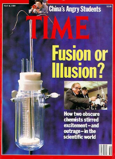 HINDENBURG: Forside fra Time Magazine, 1989. Var det kald fusjon to forskere hadde oppdaget, eller bare en illusjon?