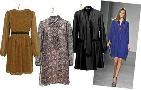 RIMELIGE KJOLER: 1. Gul og kul med denne kjolen fra Miss Selfridge, kr 450. 2. Lekker sak som er like kul til fest som hverdag. Fra St. Tropez, kr 499. 3. L�st, ledig og skinnende sort fra Lindex, kr 699.  FOTO: Produsentene