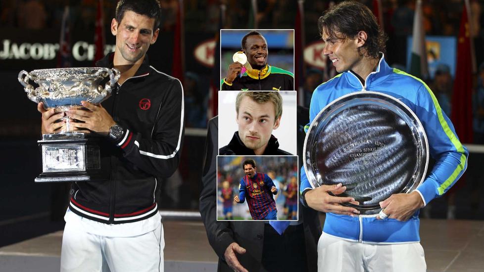 HVEM ER BEST I VERDEN?: Novak Djokovic (til venstre) vant finalen i Australian Open mot Rafael Nadal. Johan Kaggestad mener det er umulig � si hvem som er verdens beste idrettsut�ver. Foto: AP Photo/Rick Rycroft/Scanpix