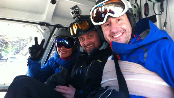 HELIKOPTER: Thomas syntes den beste delen av skiracet var p� vei opp - i helikopter. Foto: TV 2