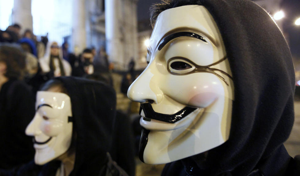  OMSTRIDT HACKER-KOLLEKTIV  : Anonymous tok i dag p� seg ansvaret for et dataangrep som nylig ble utf�rt mot Boston-politet. Foto: SCANPIX