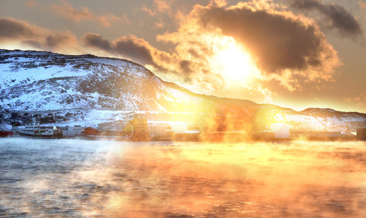 POLARBASEN: Kaldt ved Polarbasen i Hammerfest. Foto: Bj�rn Egil Jakobsen / Finnmark Dagblad