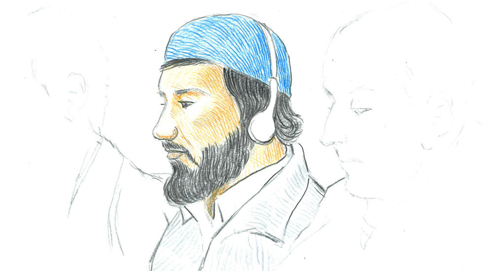 ANKER DOMMEN: Mikael Davud ble i Oslo tingrett d�mt til sju �rs fengsel for planlegging av terrorhandling i Danmark. Tegning: Marco Vaglieri / Scanpix
