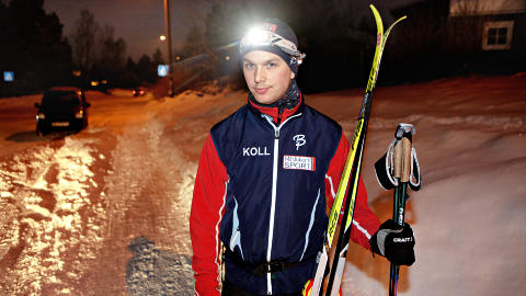 SJOKKERT: Skitrener Tor Harald Otterholt fra Koll skiklubb skulle i kveld trene i en skil�ype like ved stedet hvor kvinnen (77) ble funnet. Han skulle ha med seg 40 barn p� treningstur. - Jeg skal passe ekstra godt p� dem i kveld, sier han. FOTO: LARS EIVIND BONES