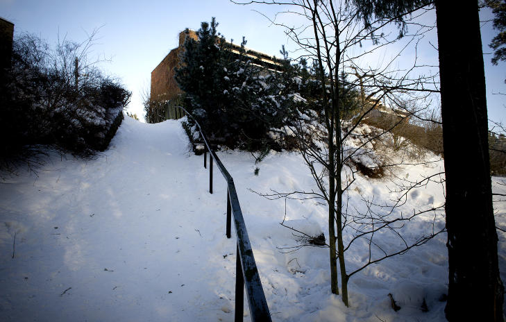 BARE METER FRA HJEMMET: Denne stien, like ved den eldre kvinnens hjem, ble �stedet for overfallet mandag kveld. Foto: �istein Norum Monsen / Dagbladet