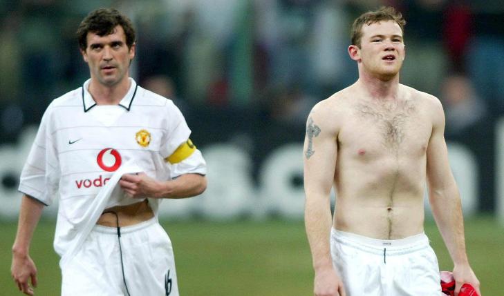 GAMLE LAGKAMERATER: Roy Keane og Wayne Rooney spilte sammen i Manchester United. Her etter en bortekamp mot Milan i 2005. Foto: SCANPIX
