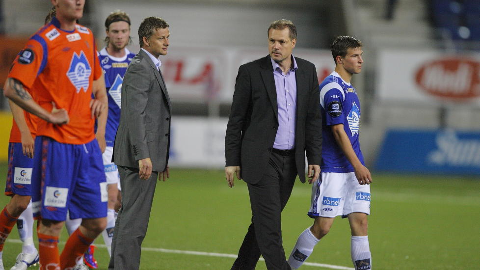 VIL KJ�PE SPILLERE: Aafk-trener Kjetil Rekdal (t.h.) har uttrykt et �nske om at sunnm�rsklubben skal investere mer i spillere. Inntil videre er tangotr�yene best rangert �konomisk i Tippeligaen. Foto: Svein Ove Ekornesv�g / Scanpix