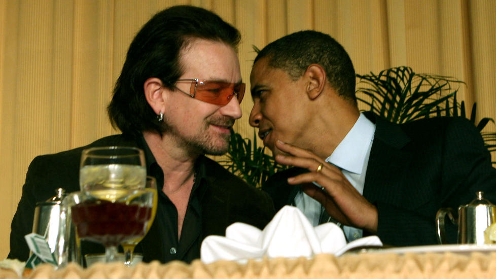 P� LISTA: Bonos band U2 er blant artistene som har f�tt plass p� Spotify-lista til Barack Obama. Foto: Stella Pictures