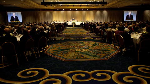 ONLY IN AMERICA: I Hilton hotellet i Minneapolis er det grand dinner med kongen av Norge. Foto: Agnete Brun / Dagbladet