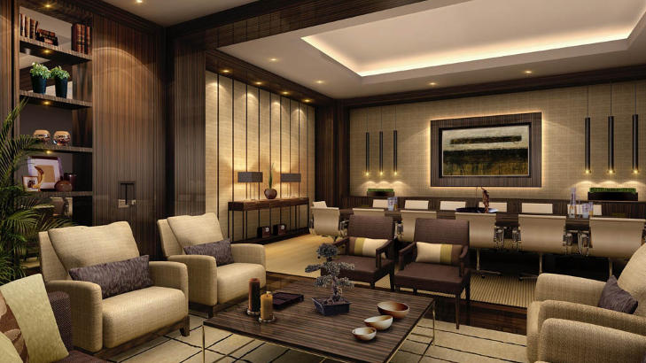 M�TEHOTELL: Verdens st�rste hotell skal kunne tilby 24 m�terom. Illustrasjon: JW MARRIOTT MARQUIS DUBAI