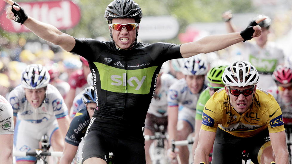 NY SEIER: Edvald Boasson Hagen vant dagens etappe i Algarve rundt. Her jubler han for seieren p� sjette etappe av Tour de France i fjor. Foto: Stian Lysberg Solum, Scanpix