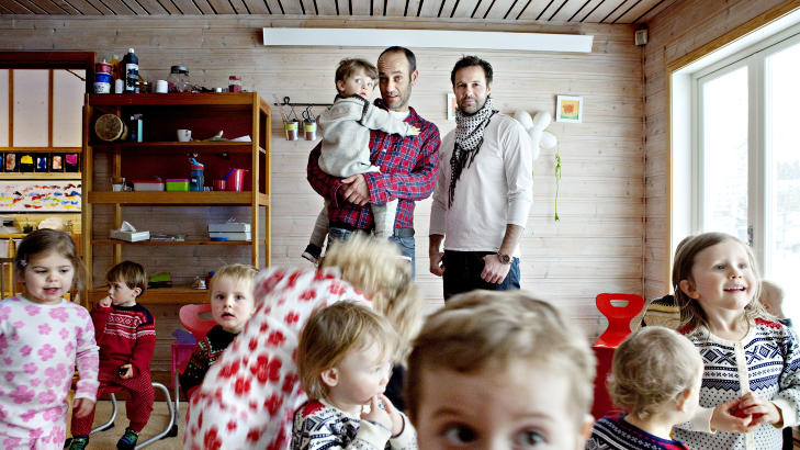 Stolte gr�ndere: Eivind og Andr� savnet t�ffere babykl�r. Og s� gjorde de noe med det.