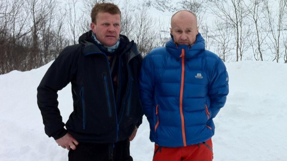 SNUDDE: Knut Robertsen og Bj�rn Gunnar Jensen var bare 300 meter fra stedet der sn�skredet gikk. Kameratene snudde da de forstod at det var stor sn�skredfare i omr�det. Foto: Ragnhild Gustad / Nordlys