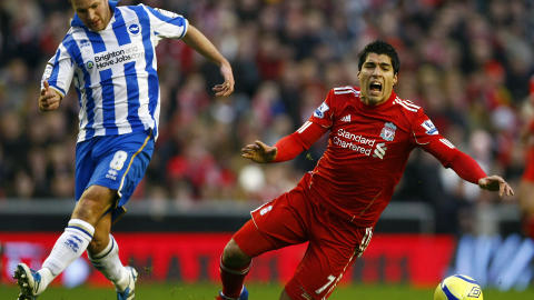 SCORET: Liverpools Luis Suarez scoret ett m�l. Foto: AP Photo/Tim Hales