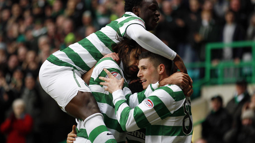 VANT:  Joe Ledley, Victor Wanyama, Georgios Samaras og Gary Hooper ligger 20 poeng foran erkerival Rangers i serien. Foto: REUTERS/David Moir