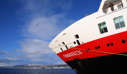 VED KAI: Her er MS �Finnmarken� i Finnsnes.  Foto: KIRSTEN M. BUZZI