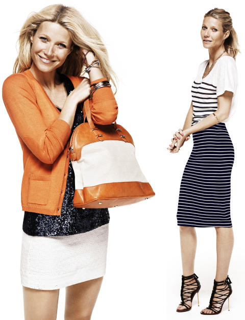 - ELSKER DET: Gwyneth Paltrow forteller at hun elsker � g� i striper, som denne kjolen fra Lindex. Hun er ogs� storfan av resten av kolleksjonen. Foto: Lindex