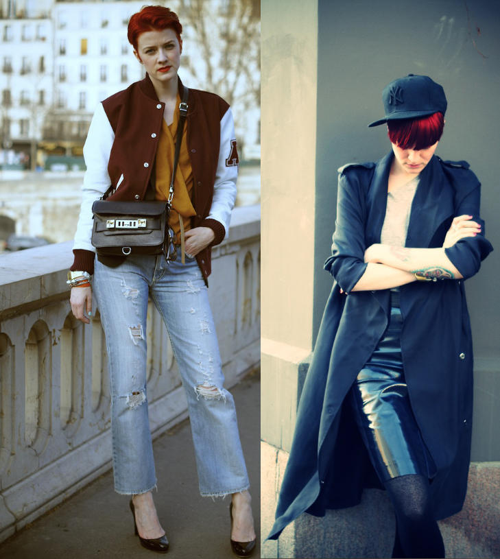 FAVORITTENE: Moteblogger Marianne Theodorsen bak bloggen StyleDevil i �rets jakkefavoritter - collegejakka og silkek�pa. Foto: Privat