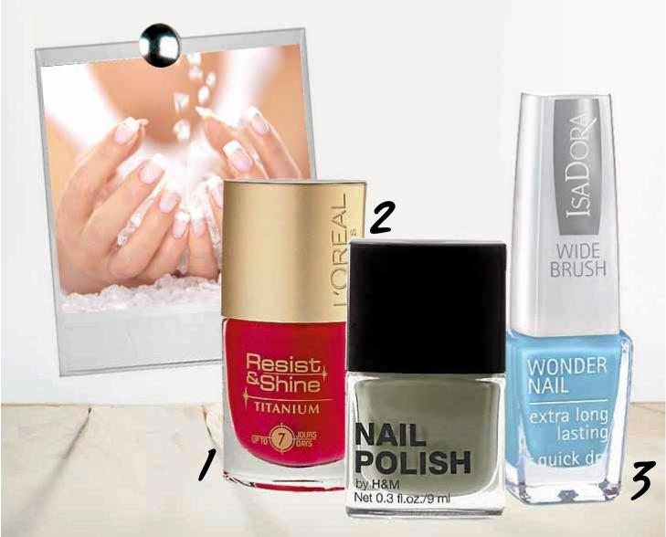 NEGLEFAVORITTER: L'Or�al Resist & Shine, H&M Nailpolish og Isadora Wondernail er v�re billigste favorittneglelakker. FOTO: Bulls og produsentene