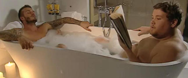 Hvem har Beckham dratt med seg i badekaret?