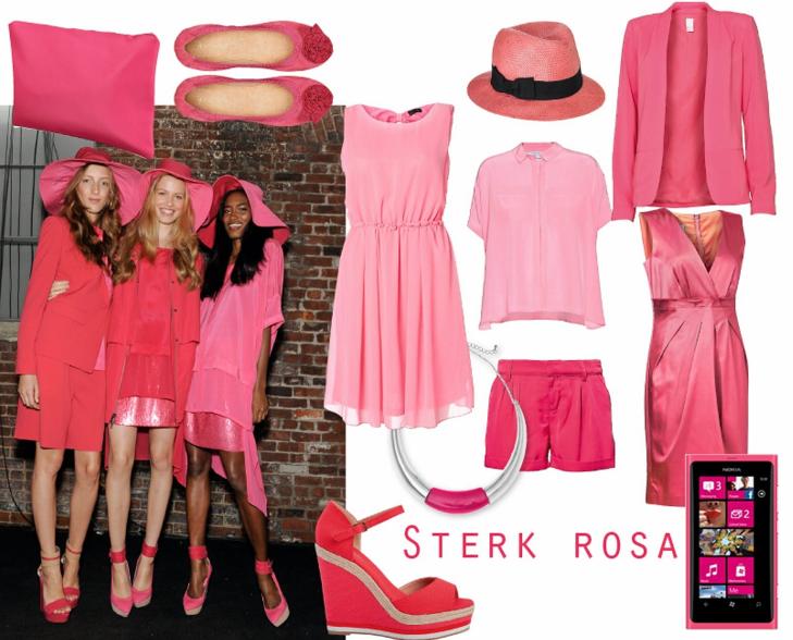 ROSA: Rosa blide jenter som gikk catwalken for DKNY denne sesongen. �verst ser du clutchveske fra Gina Tricot, kr 99, ballerinas fra Accessorize, kr 389, kjole fra Vila, kr 200, hatt fra Accessorize, kr 199, kortermet bluse fra Diane von Furstenberg/Mytheresa.com, kr 1600, blazer fra Vila, kr 350, shorts fra MQ, kr 399, satengkjole fra Inwear, kr 1399, smykke fra Kappahl, kr 80, sandal med kileh�l fra Bianco, kr 449 og nye Nokia Lumia 800 i en fresh rosafarge, kr 3599 uten abonnement. Foto: James Cochrane/Kim Arnold Weston og produsentene