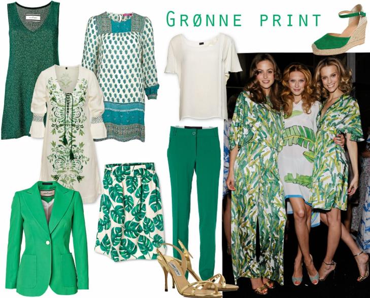 GR�NT: Gr�nt er skj�nt backstage hos Issa. Gr�nne bukser fra Vero Moda, kr 260, gullsandaler fra Jimmy Choo, kr 2950 hos Net-a-porter.com, m�nstret skj�rt fra Vero Moda, kr 200, blazer fra By Malene Birger, kr 2999,  hvit topp fra Wiks�n, kr 1399, gr�nn ermel�s kjole fra By Malene Birger, kr 1199, tunika fra Indiska, kr 349. Foto: James Cochrane/Kim Arnold Weston og produsentene