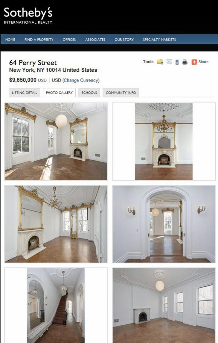 PROSPEKTET: Det er ikke disse rommene vi husker fra tv-serien �Sex og singelliv�. Men slik ser det egentlig ut i 64 Perry Street. Faksimile fra sothebysrealty.com