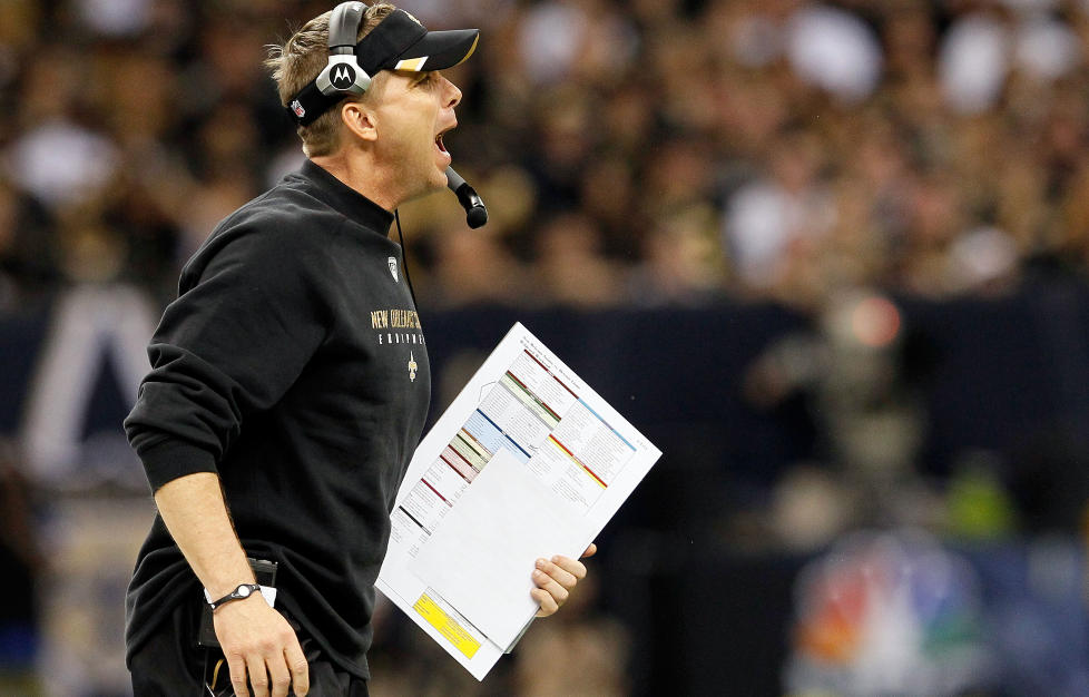 VANT SUPER BOWL I 2010: N� er hovedtreneren til New Orleans Saints, Sean Payton, utestengt i ett �r for � oppmuntret spillerne sine til � skade motspillere. Foto:    Kevin C. Cox/Getty Images/AFP