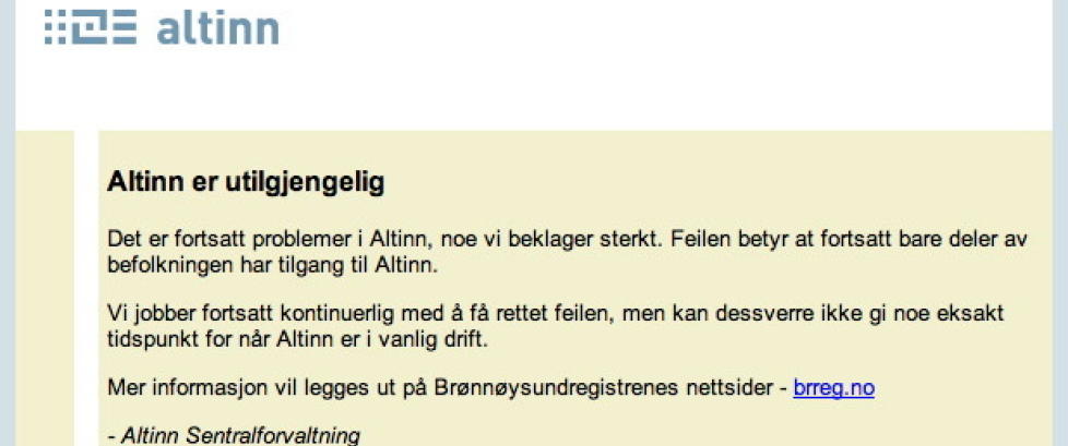 Altinn testes fortsatt