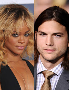 Rihanna benekter romanse med Ashton Kutcher