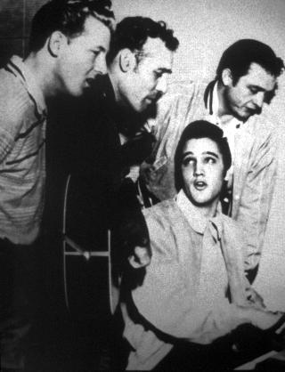 LEGENDER: Jerry Lee Lewis, Carl Perkins, Elvis Presley og Johnny Cash. Foto: Stella Pictures