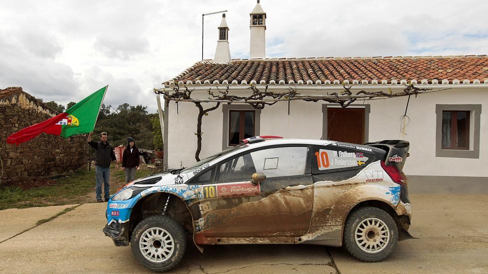 P� PALLEN: Mads �stberg endte p� en flott annenplass i Rally Portugal. Foto: EPA/LUIS FORRA/NTB scanpix