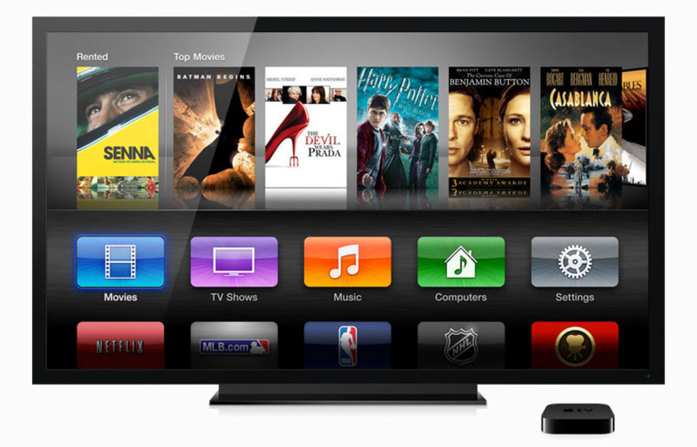 NY MENY: Ved lanseringen av nye AppleTV oppdaterte ogs� Apple menyen, noe som ikke alle har satt like stor pris p�. Denne menyen kan du ogs� f� ved � oppgradere programvaren p� forrige modell. Foto: APPLE