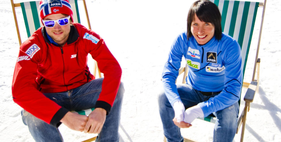 KOMMER TIL R�LDAL:  Petter Northug og Marit Bj�rgen skal kj�re storslal�m nedover i R�ldal og klatre opp alpinbakken p� langrennski. Foto: THOMAS RASMUS SKAUG