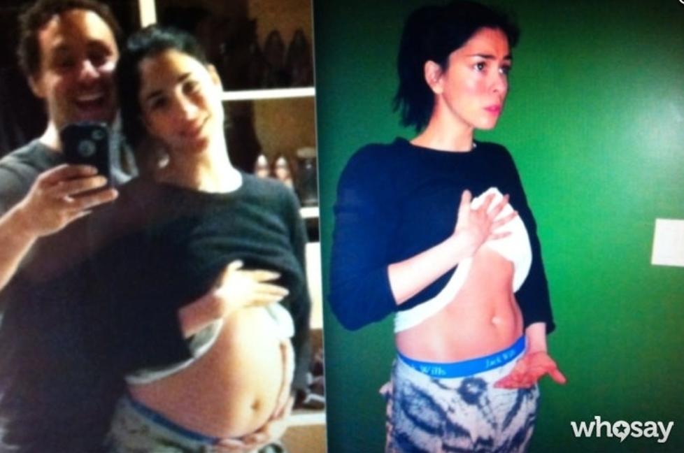 �KJAPP ABORT�:Sarah Silverman la torsdag ut to tullebilder som skulle vise stjernekomikerens mage f�r og etter abort. N� f�r Silverman, som er for selvbestemt abort, kjeft av amerikanerne. Foto: Twitter Sarah Silverman