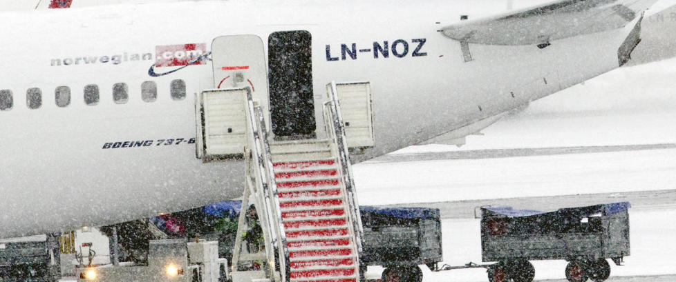 Glatte rullebaner p� Gardermoen f�rer til forsinkelser