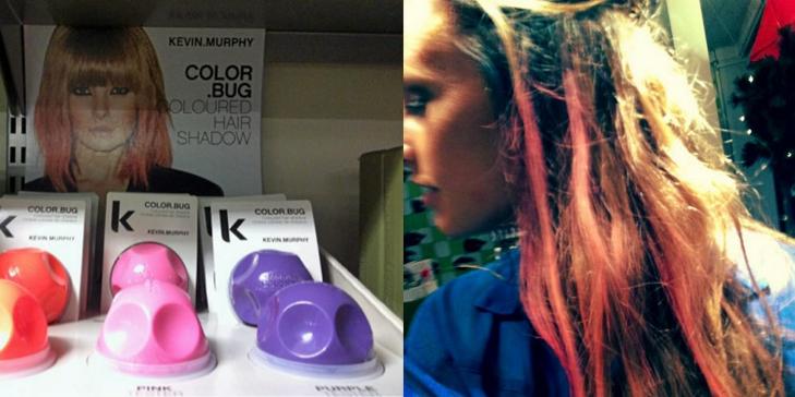 PASTELLSTRIPER: Her tester fris�ren selv ut hvordan man kan bruke colorbugs i tuppene eller som striper i hele h�ret. FOTO: S�lvi Bj�rnevoll.