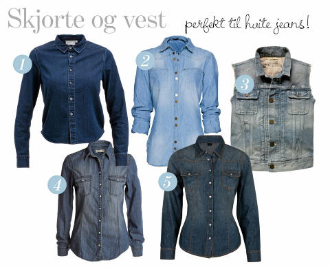 JEANSSKJORTE OG VEST: Brukes alene, eller utenp� som jakke. Til omtrent alt. FOTO: Produsentene