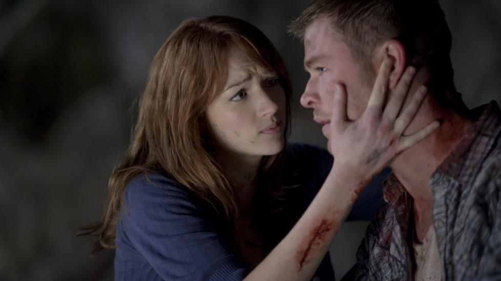 BLODIG MORO: Kristen Connolly og Chris Hemsworth er to av fem som m� hanskes med skrekkelige vesener i �The Cabin in the Woods�.