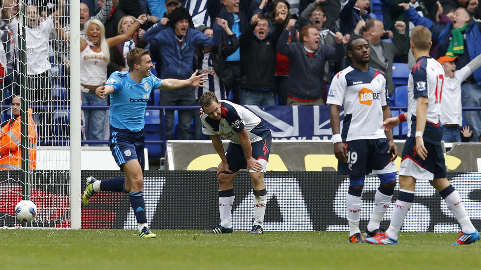 NEKTET � GI OPP: Bolton hadde enn ytterst viktig seier i lomma, men West Bromwich og James Morrison ville det annerledes.Foto: REUTERS/Phil Noble/NTB scanpix