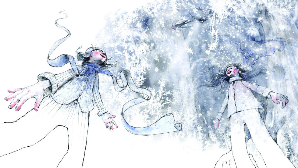 FINT SAMARBEID: Gaute Heivoll og illustrat�r Lisa Aisato har skapt en poetisk og varm fortelling i kalde farger. Illustrasjon: FRA BOKA