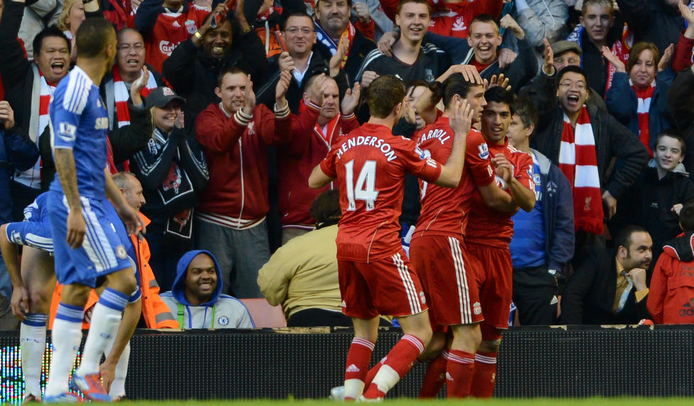 SCORET FIRE FOR F�RSTE GANG: Liverpool hadde ikke scoret mer enn tre m�l i en kamp i serien denne sesongen. Foto: AP Photo/Jon Super/NTB scanpix
