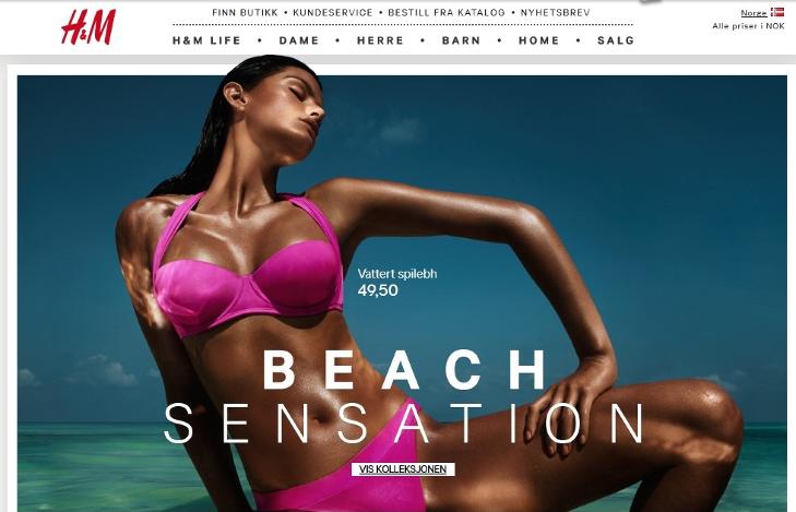SV�RT BRUN: Brasilianske Isabeli Fontana i H&Ms nye badet�ykampanje �Beach Sensation�. Foto: Faksimile HM.no