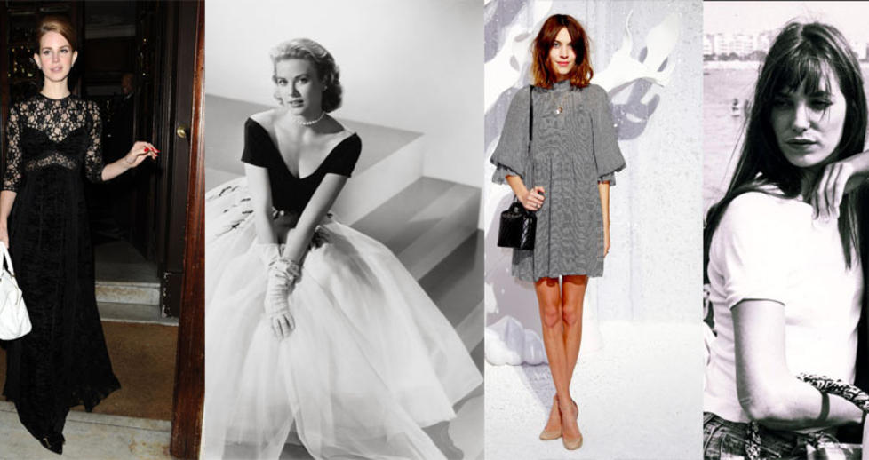  L�NT BORT NAVNET SITT:  Grace kelly, Alexa Chung og Jane Birkin (t.h.) har alle l�nt f�tt vesker oppkalt etter seg. N� har Lana Del Rey (t.v.) blitt gjort den samme �re p�. Foto: Stella Pictures