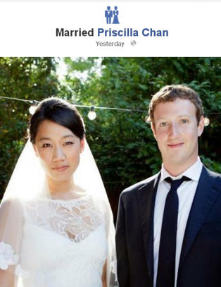 Mark Zuckerberg endret sivilstatusen til «gift»