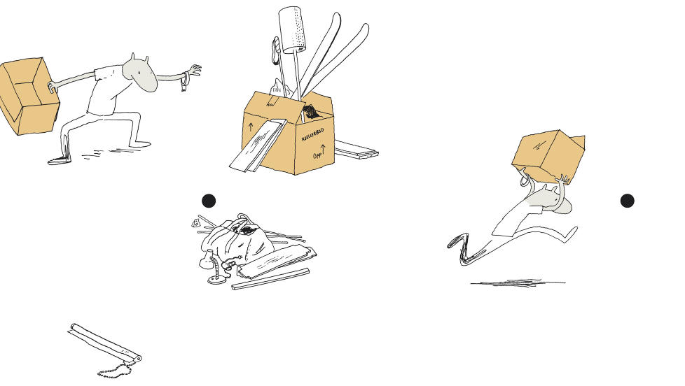 HULL I SENTRUM: �yvind Torseter lar bildene - og et hull som g�r tvers gjennom boka - fortelle historien i sin nye bildebok. Illustrasjon fra boka
