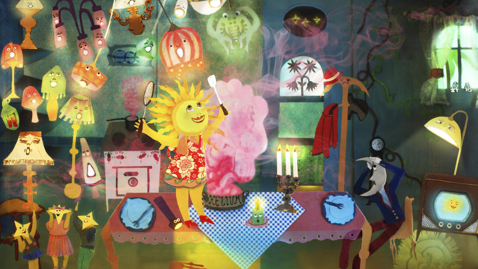 SPENNENDE DEBUTANT: �M�nen som ville lyse som ei sol� er inspirert av figurteater og er Elin Grimstads f�rste bildebok. ILLUSTRASJON FRA BOKA